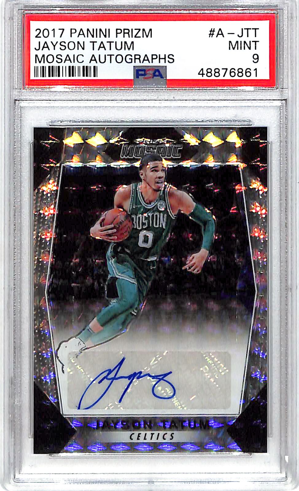 2017-18 Prizm Mosaic Jayson Tatum Auto Autograph Rookie RC /99 PSA 9 Celtics