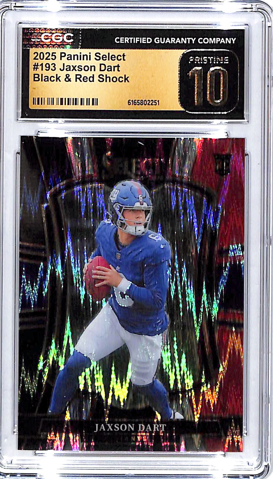 2025 Select Jaxson Dart Black Red Shock Rookie RC CGC 10 Pristine Giants
