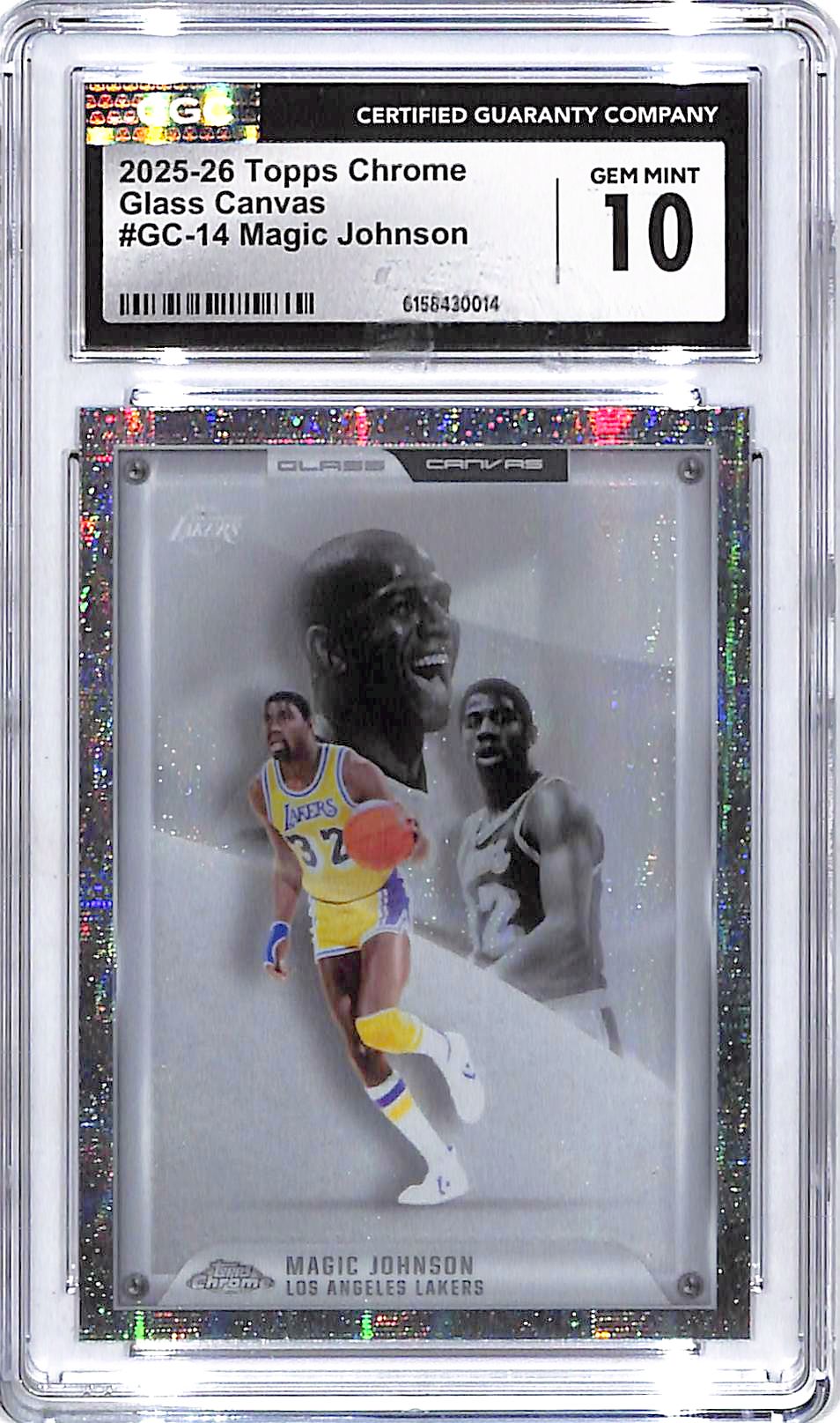 2025-26 Topps Chrome Magic Johnson Glass Canvas CGC 10 Timberwolves