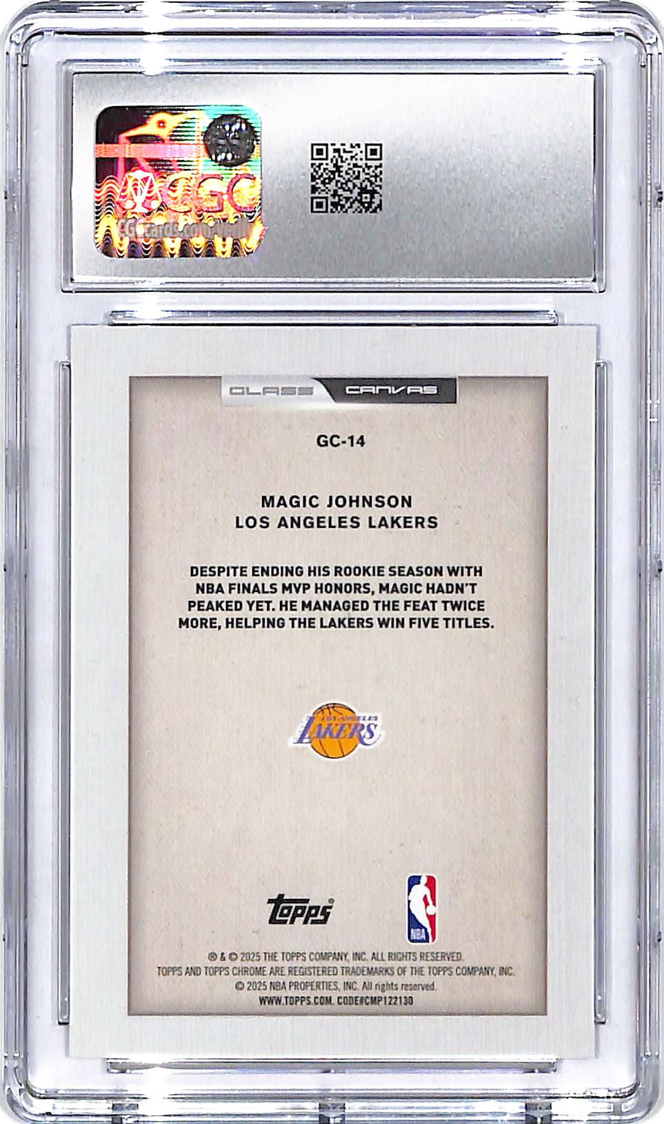 2025-26 Topps Chrome Magic Johnson Glass Canvas CGC 10 Timberwolves
