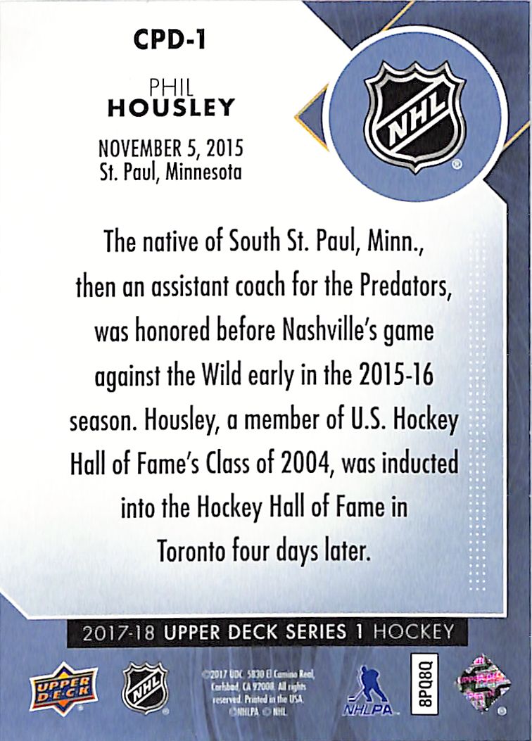 2017-18 Upper Deck Phil Housley Ceremonial Puck Drop SSP