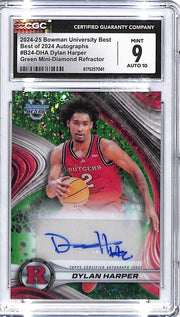 2024-25 Bowmans Best University Dylan Harper Auto Autograph Rookie RC Green /99 CGC 9