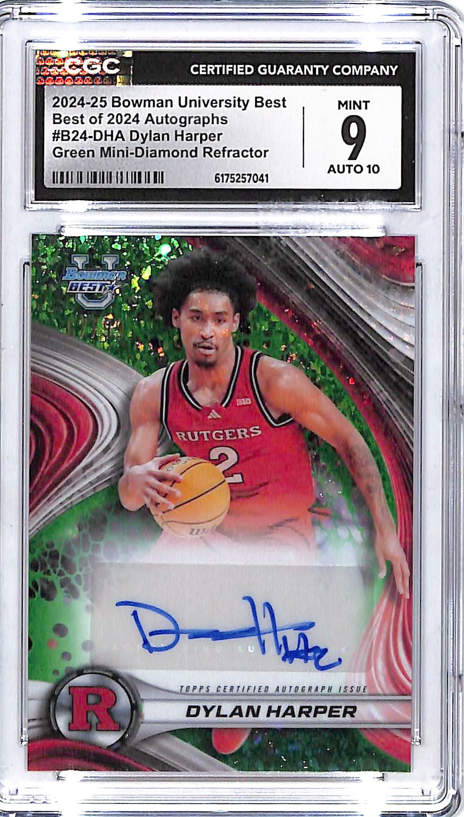 2024-25 Bowmans Best University Dylan Harper Auto Autograph Rookie RC Green /99 CGC 9
