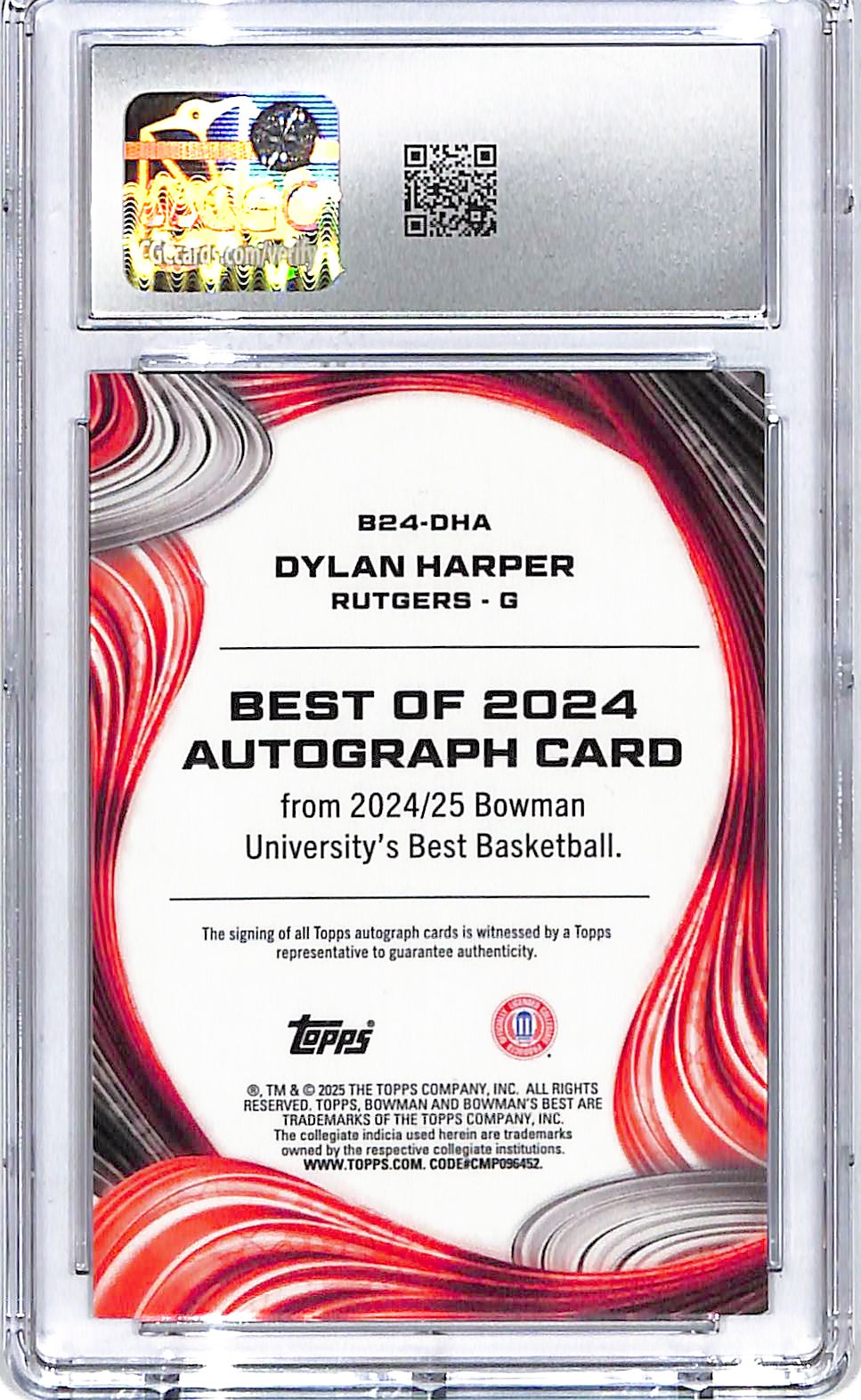 2024-25 Bowmans Best University Dylan Harper Auto Autograph Rookie RC Green /99 CGC 9
