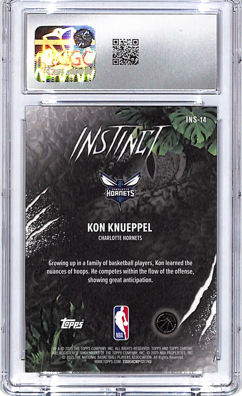 2025-26 Topps Chrome Kon Knueppel Instinct Rookie RC Green Refractor CGC 10 /99