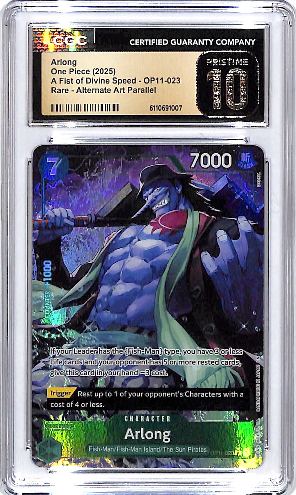 One Piece A Fist of Divine Speed OP11 Arlong 023 Alternate Art CGC 10 Pristine