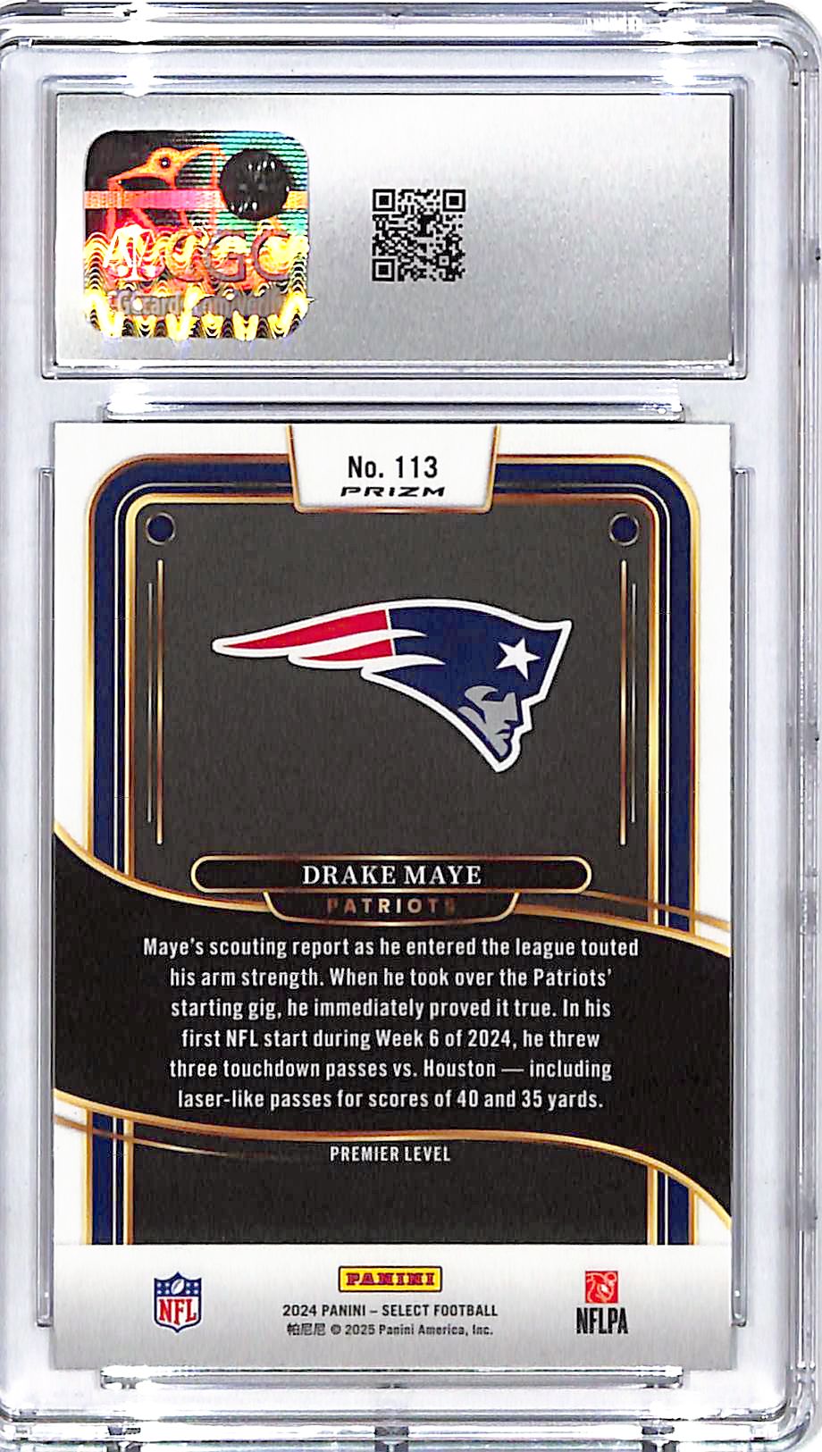 2024 Select Drake Maye Rookie RC Red Yellow Shock CGC 10 Patriots