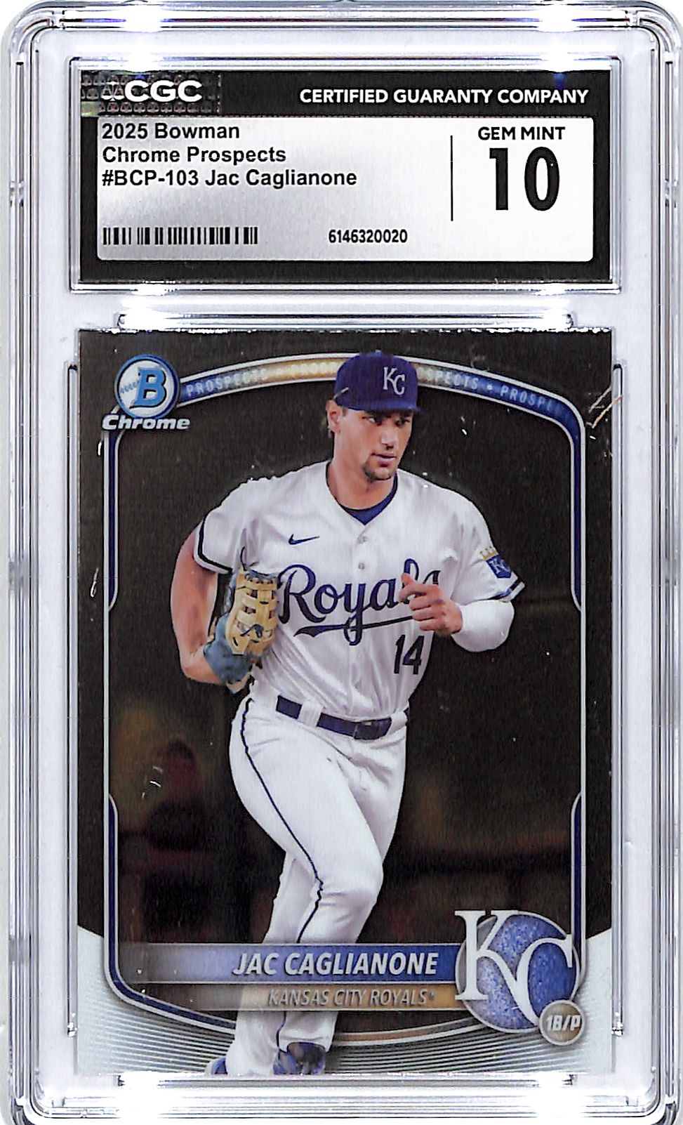 2025 Bowman Chrome Prospects Jac Caglianone Rookie RC CGC 10 Royals