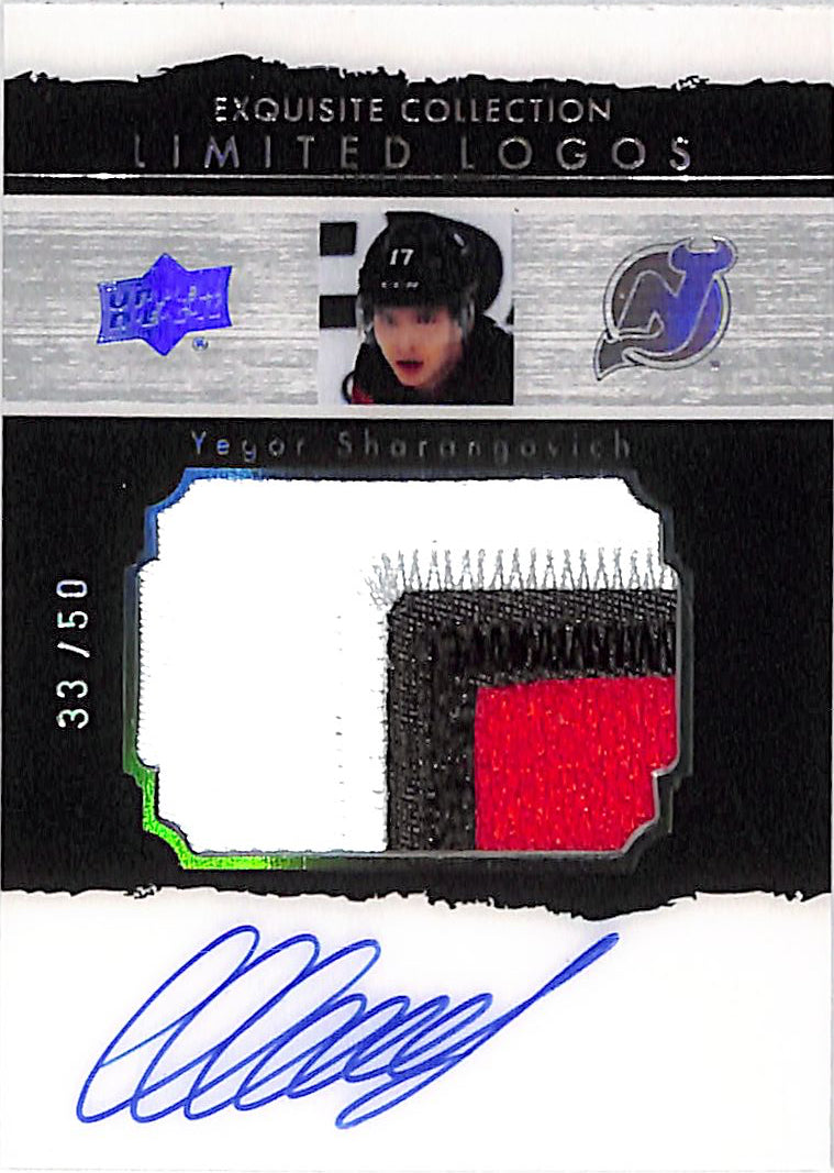 2020-21 Exquisite Collection Yegor Sharangovich Limited Logos Auto Patch Autograph /50
