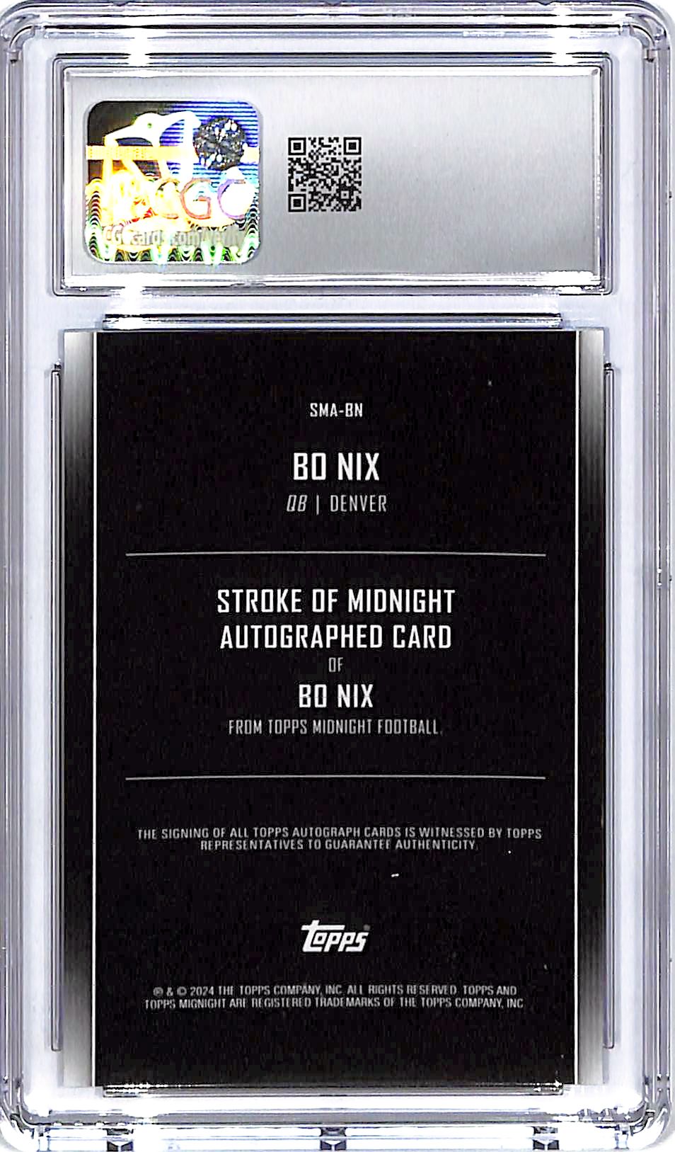 2024 Topps Midnight Bo Nix Auto Autograph Rookie RC CGC 9 Broncos