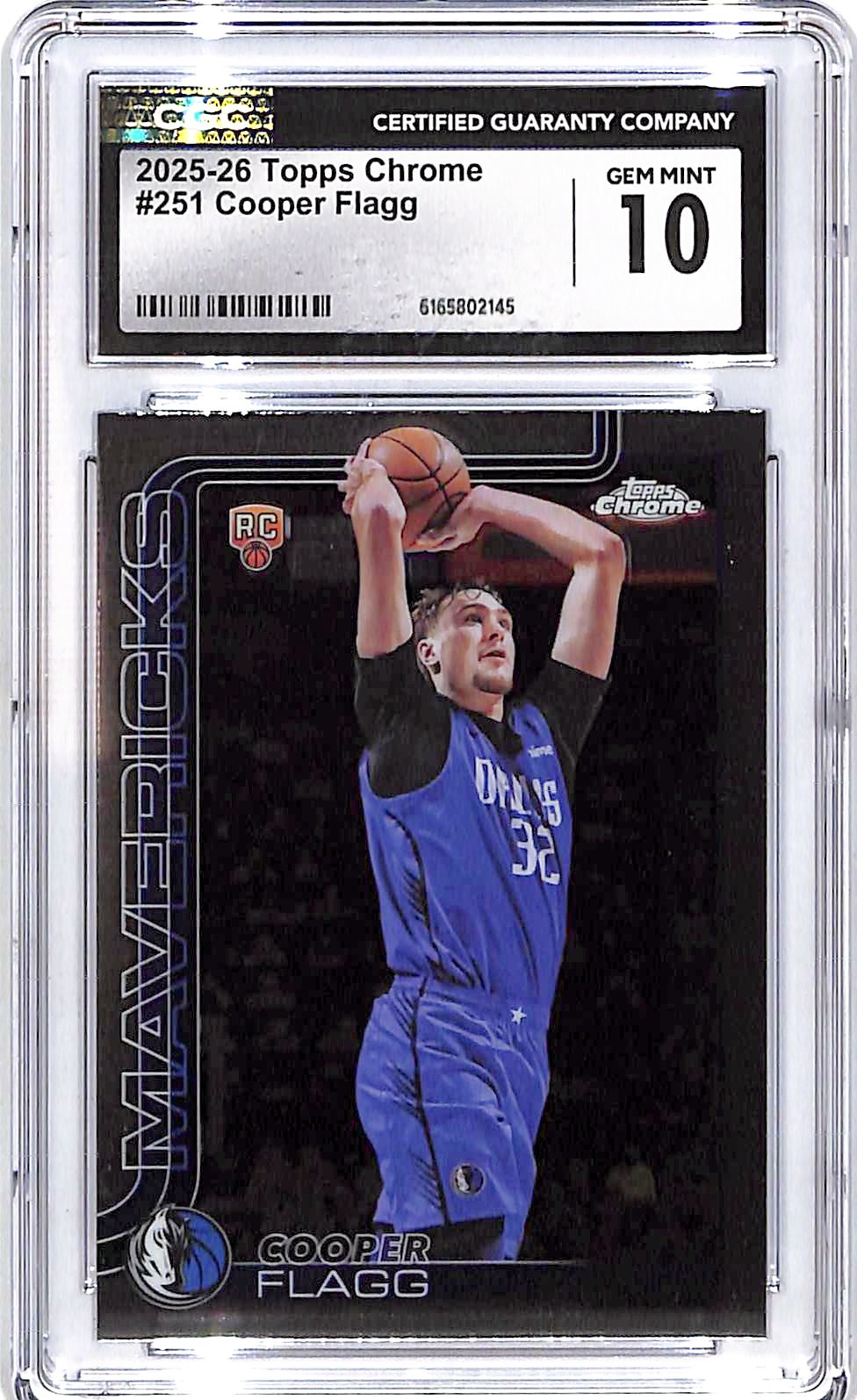 2025-26 Topps Chrome Cooper Flagg Rookie RC #251 CGC 10 Mavericks