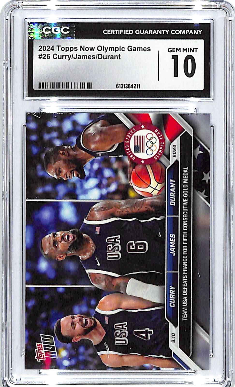 2024 Topps Now Olympic Games Stephen Curry Lebron James Durant CGC 10 #26