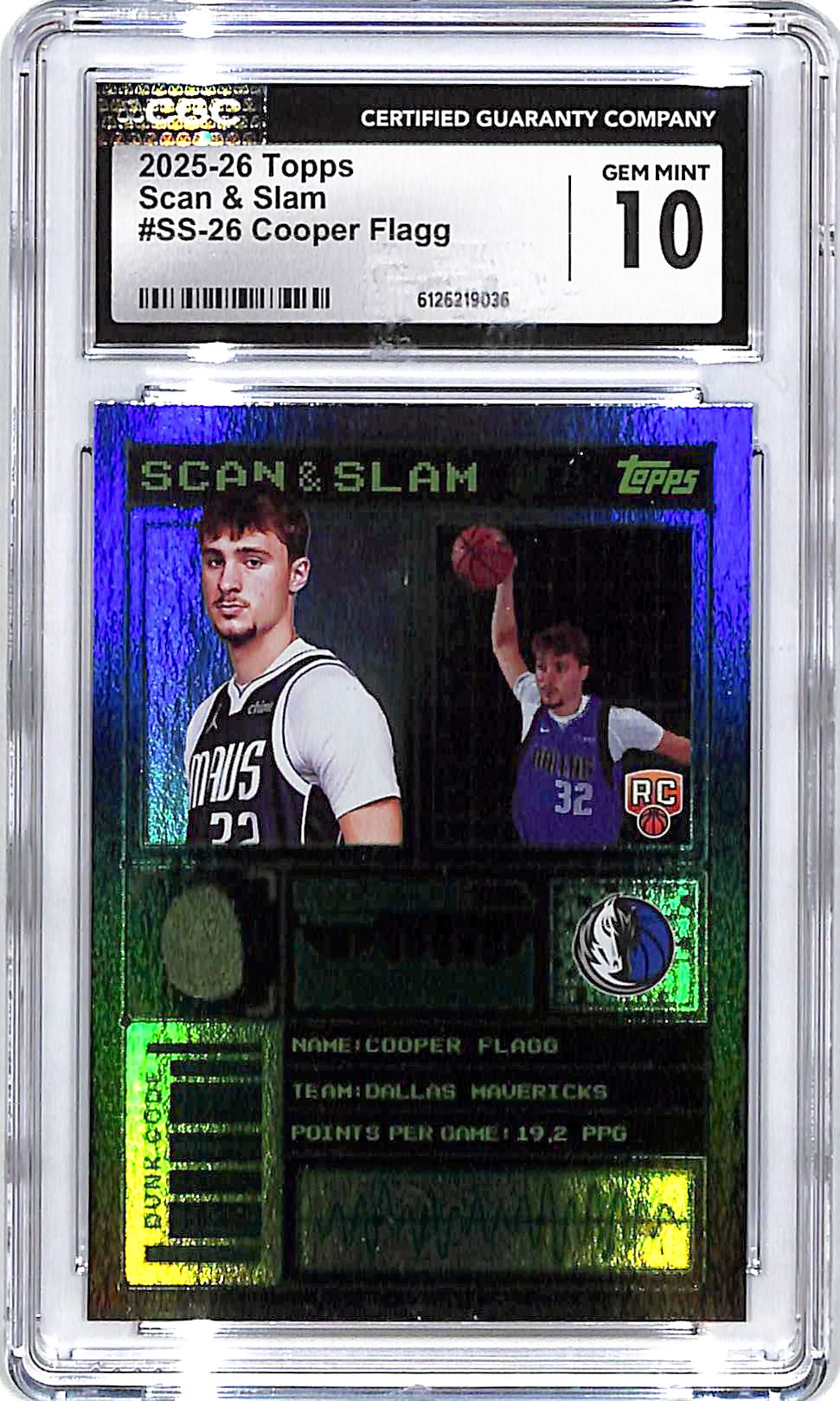 2025-26 Topps Cooper Flagg Scan & Slam Rookie RC CGC 10 Mavericks