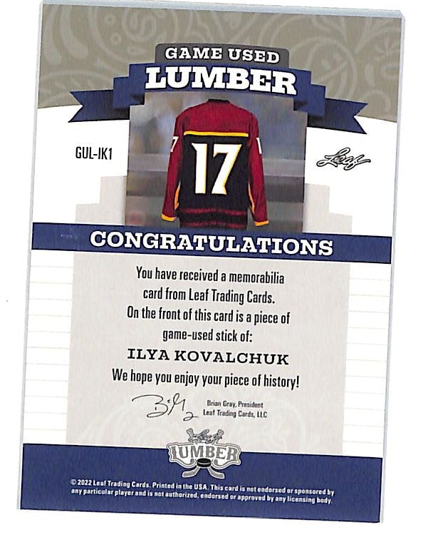 2022 Leaf Lumber Ilya Kovalchuk Patch Jersey /35