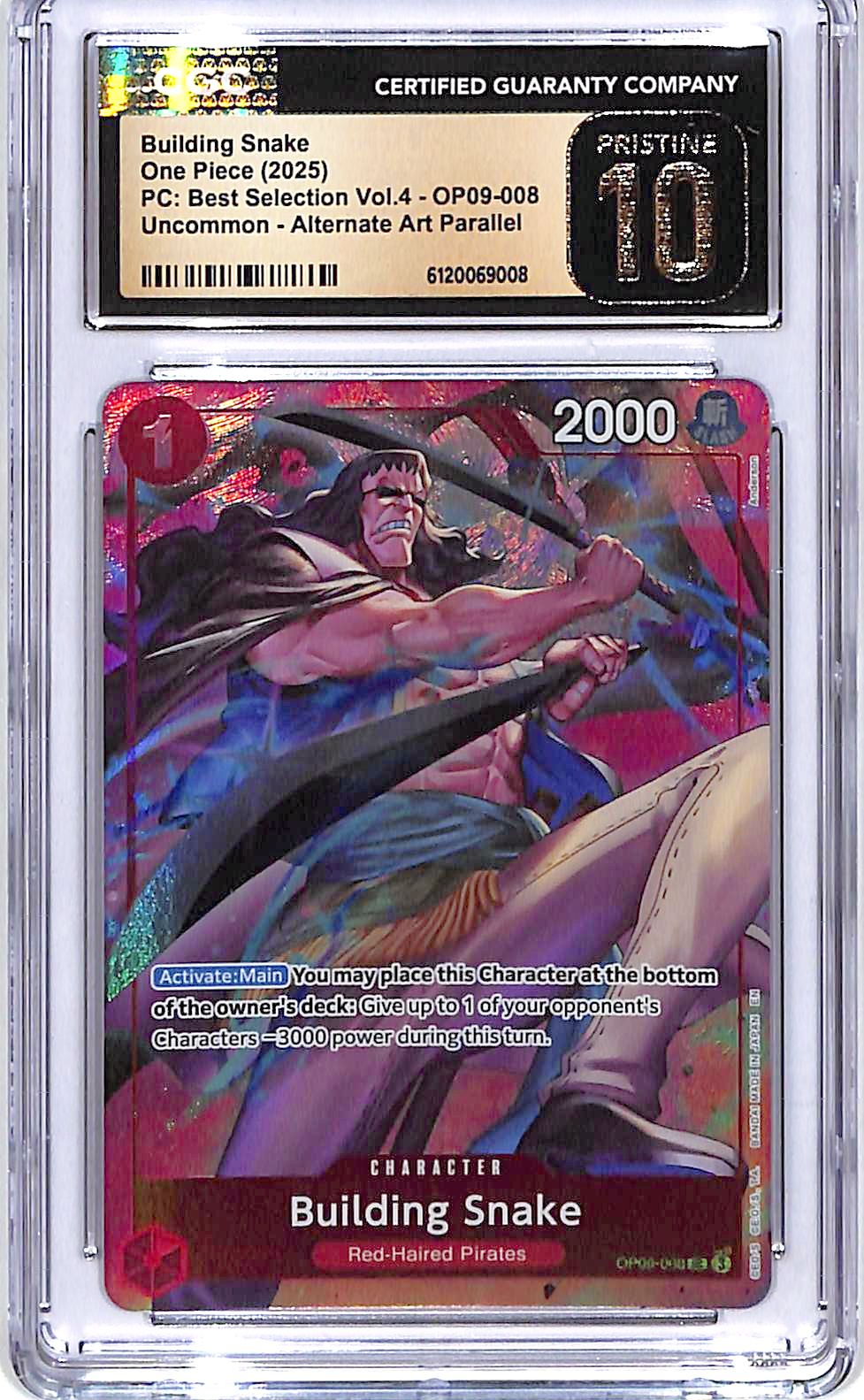 One Piece PC Best Selection Vol 4 OP09 Building Snake Alternate Art 008 CGC 10 Pristine