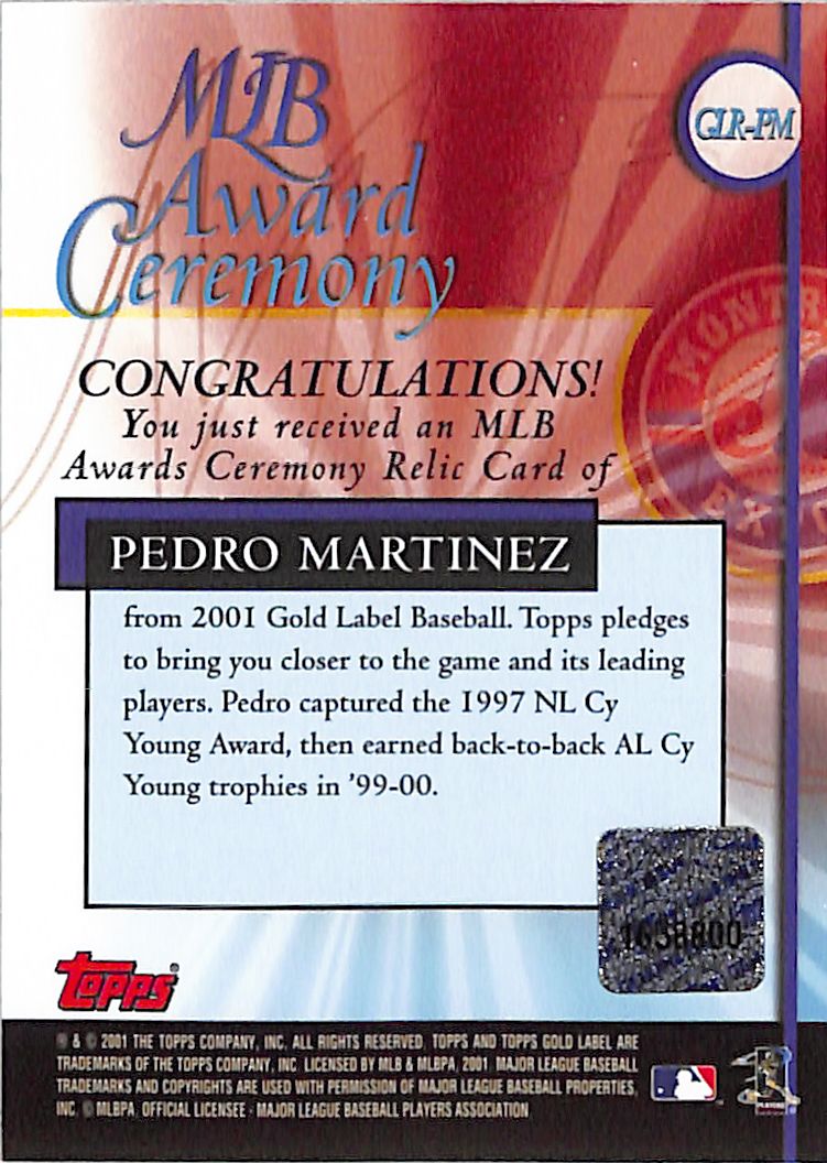 2001 Topps Gold Label Pedro Martinez Jersey Patch Expos