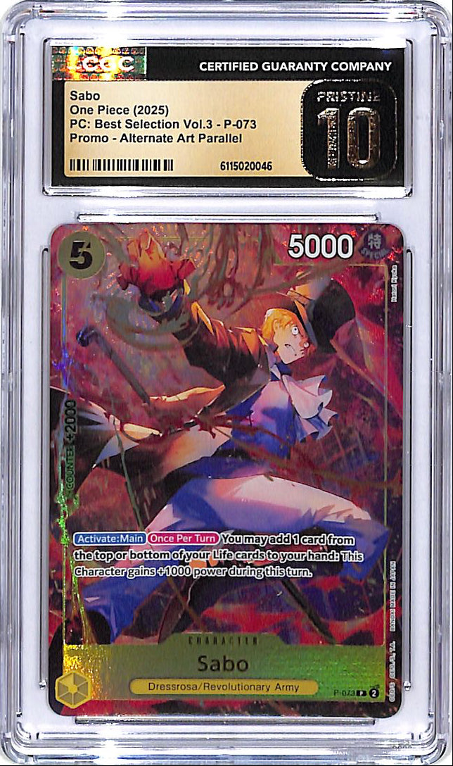 One Piece PC Best Selection Vol 3 Promo Sabo Alternate Art P-073 CGC 10 Pristine