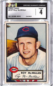 1952 Topps Roy McMillan #137 CGC 4 Reds