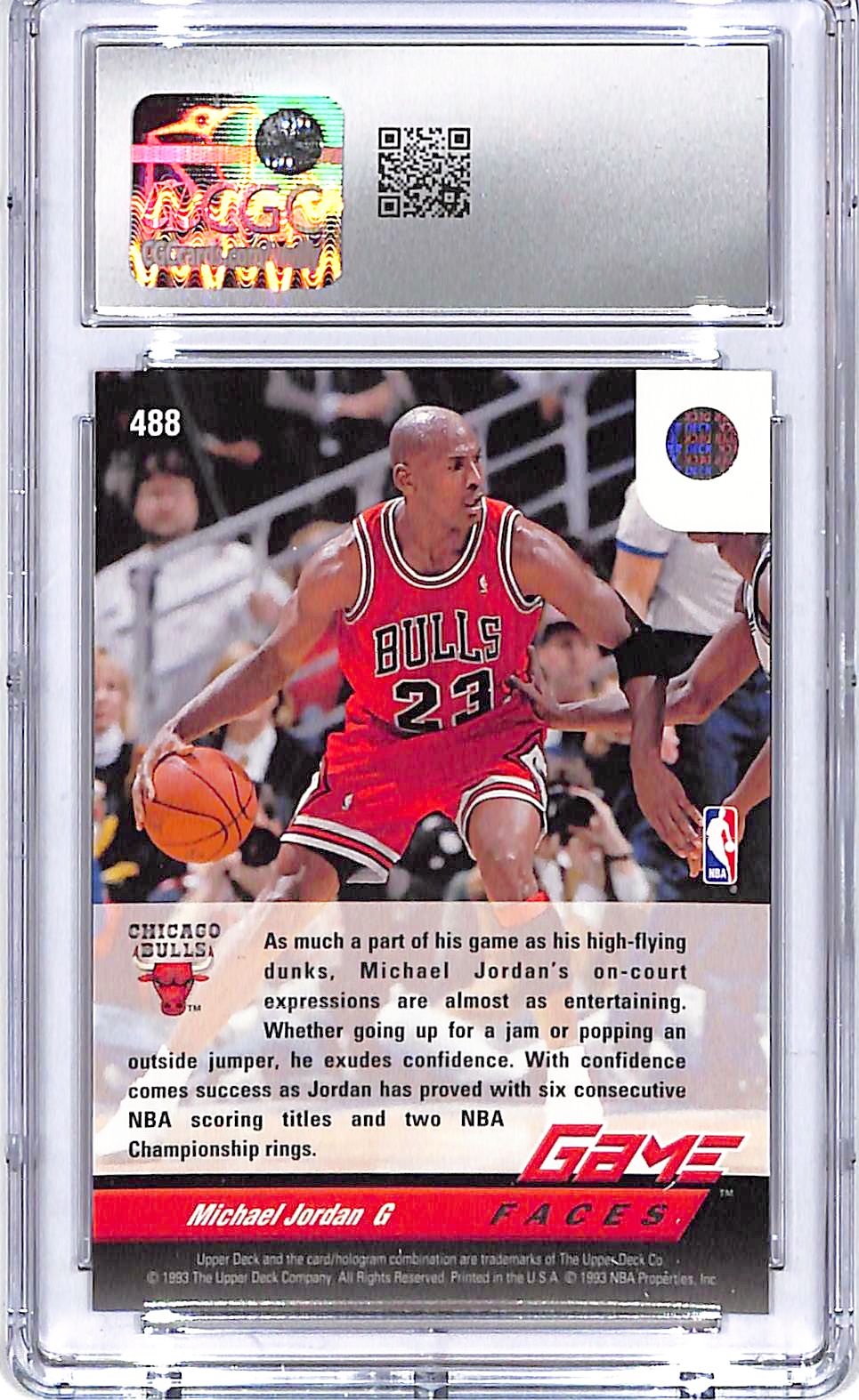 1992-93 Upper Deck Michael Jordan Game Faces #488 CGC 9 Bulls
