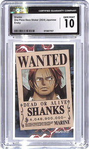 One Piece Deco Sticker Japanese Shanks Ensky CGC 10