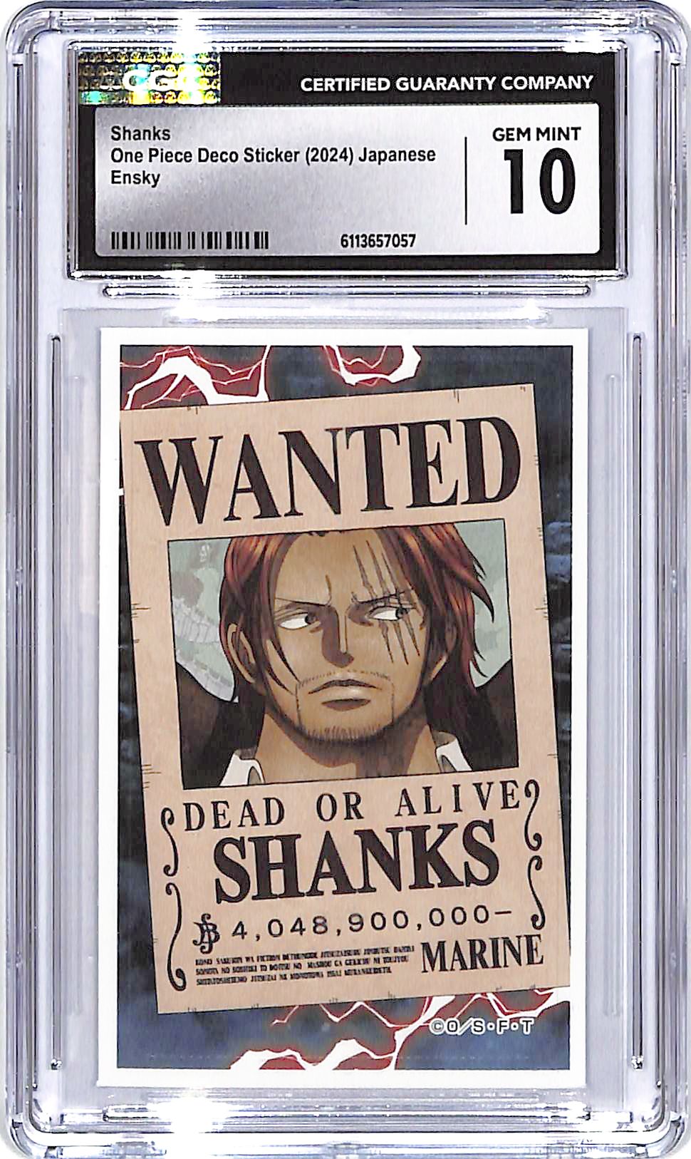 One Piece Deco Sticker Japanese Shanks Ensky CGC 10