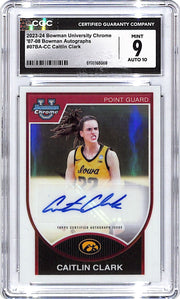 2023-24 Bowman Chrome University Caitlin Clark Auto Autograph Rookie RC CGC 9