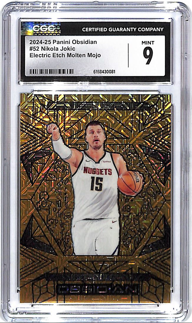 2024-25 Obsidian Nikola Jokic Electric Etch Molten Mojo Gold /10 CGC 9 Nuggets
