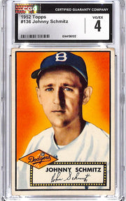 1952 Topps Johnny Schmitz #136 CGC 4 Dodgers