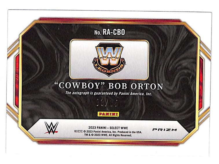 2023 Select WWE Cowboy Bob Orton Auto Autograph Purple /35 Ringside Action