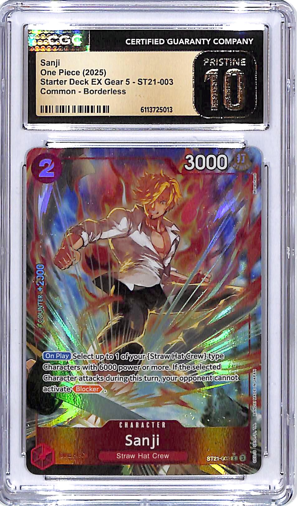 One Piece Starter Deck EX Gear 5 Sanji ST21 003 Borderless CGC 10 Pristine