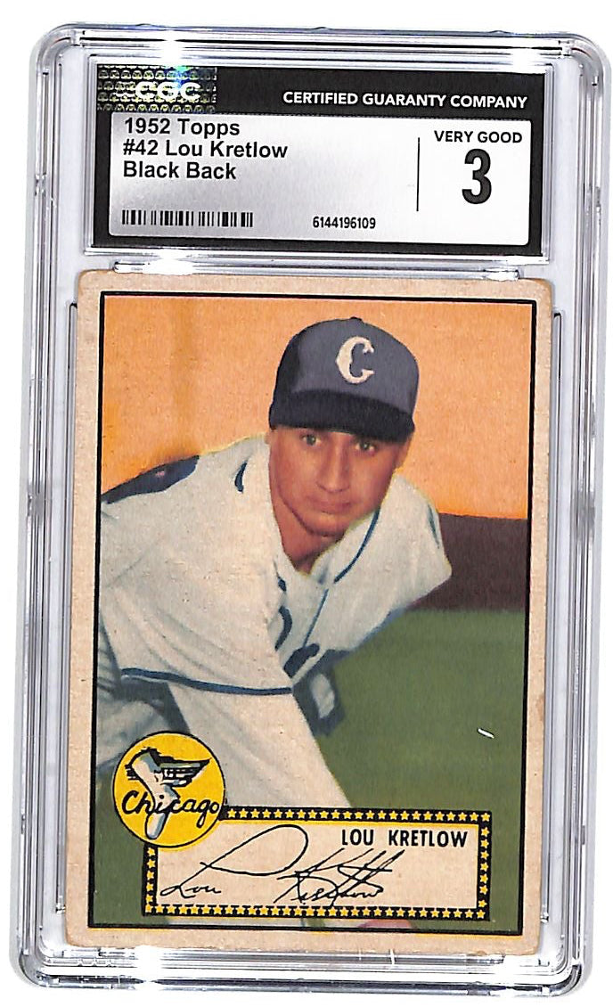 1952 Topps Lou Kretlow #42 Black Back CGC 3 White Sox