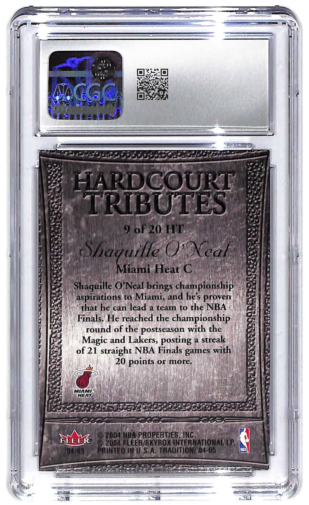 2004-05 Shaquille O'Neal Fleer Tradition Hardcourt Tributes #9 CGC Plus 9.5