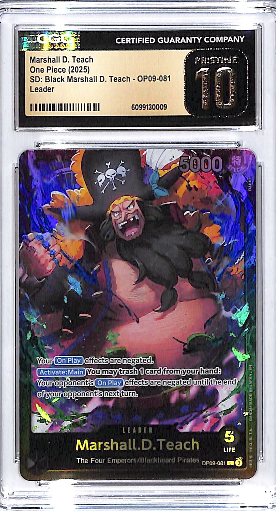 One Piece SD Black Marshall D Teach OP09 Marshall D Teach 081 Leader CGC 10 Pristine