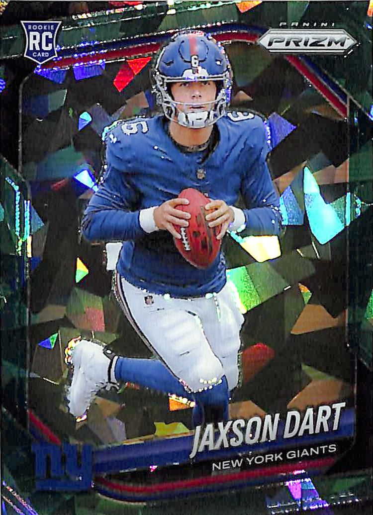 2025 Prizm Jaxson Dart Rookie RC Green Cracked Ice Giants