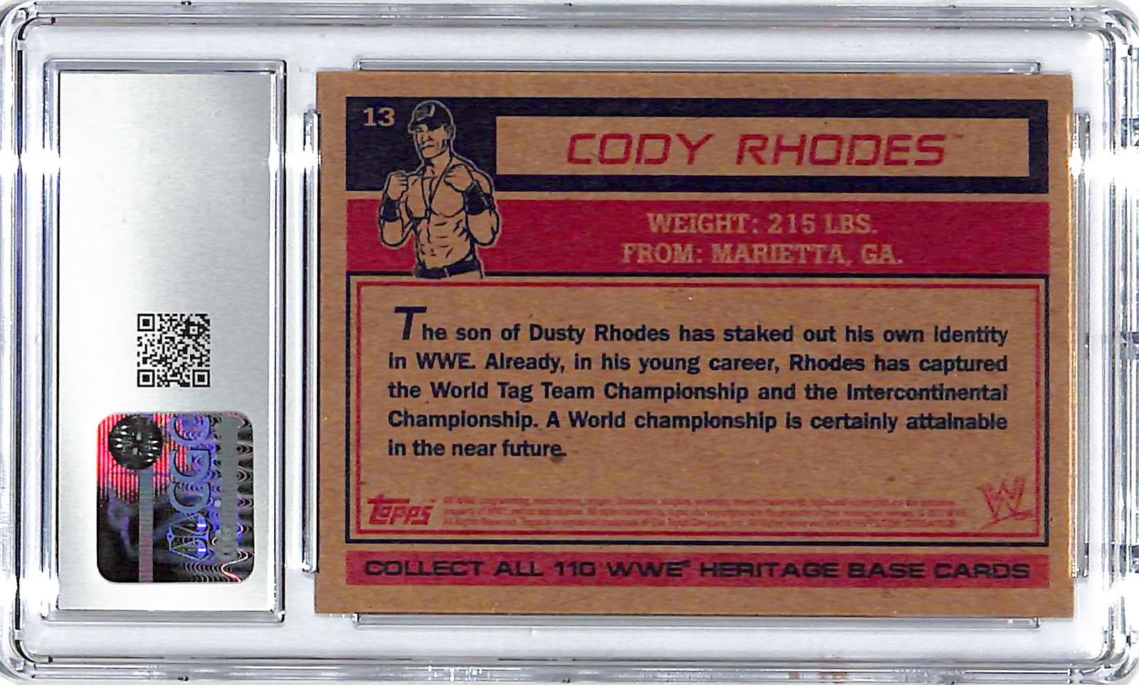 2012 Cody Rhodes Topps Heritage WWE #13 CGC Gem Mint 10
