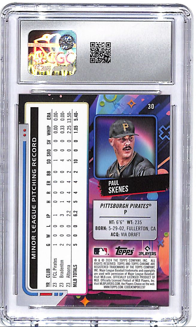 2024 Topps Chrome Cosmic Paul Skenes Rookie RC Orange Lunar Refractor /10 CGC 10 Pirates