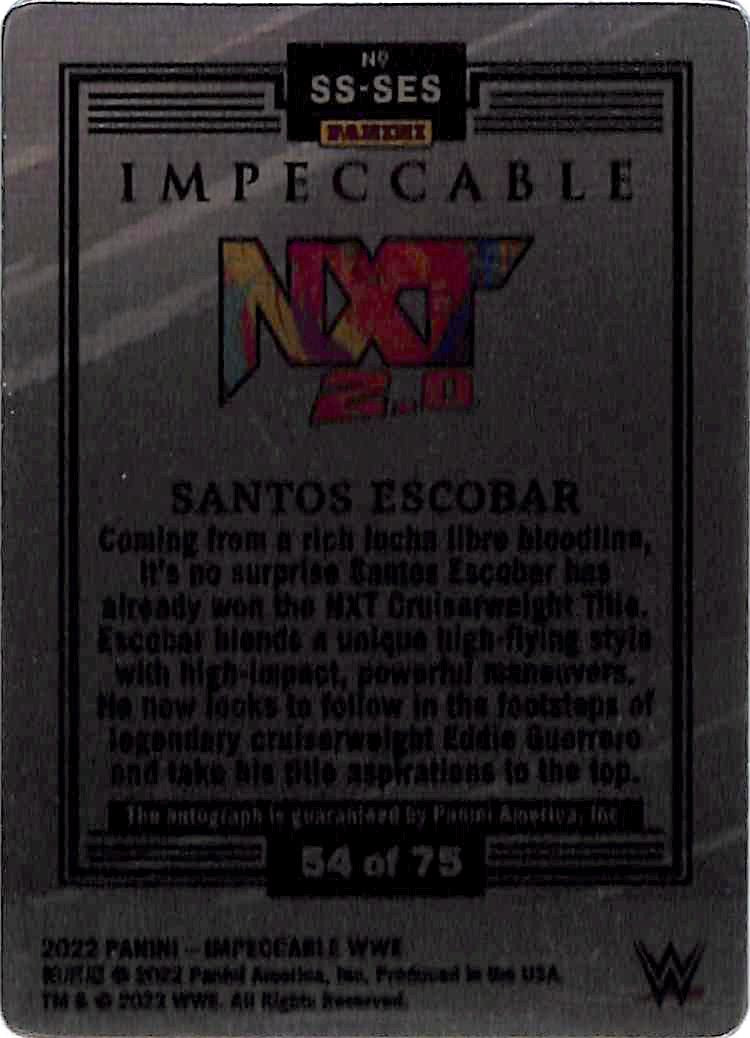 2022 Impeccable Santos Escobar Auto Autograph Blue Stainless Stars /75