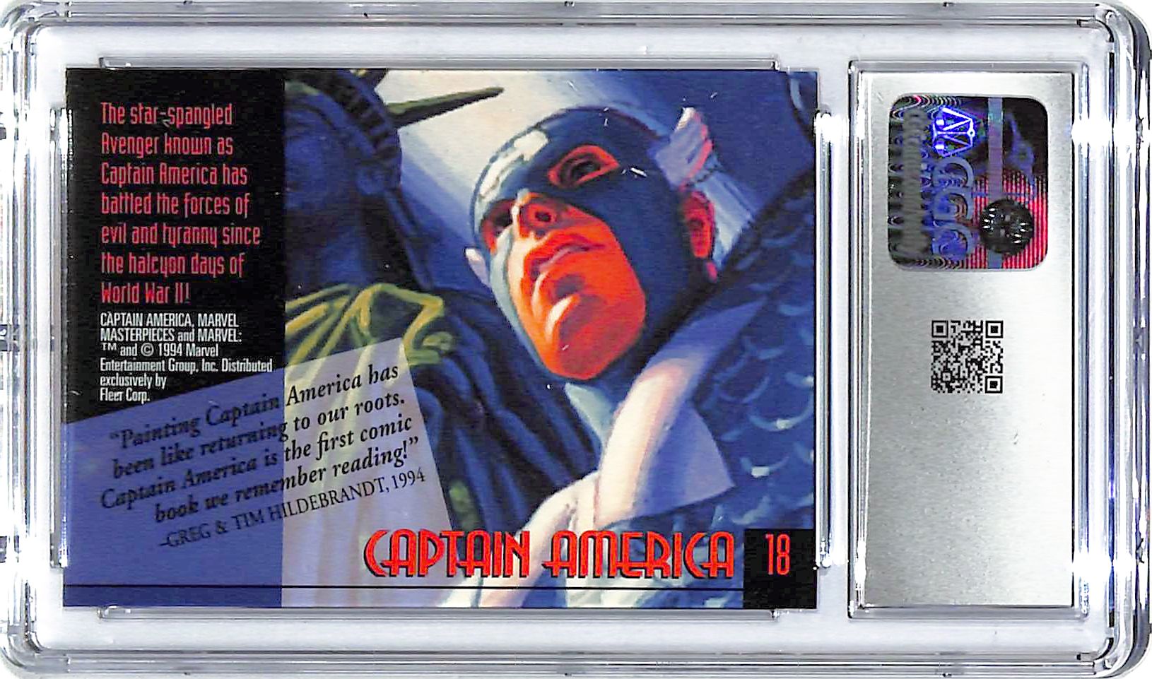 1994 Captain America Fleer Marvel Masterpieces #18 CGC Mint Plus 9.5