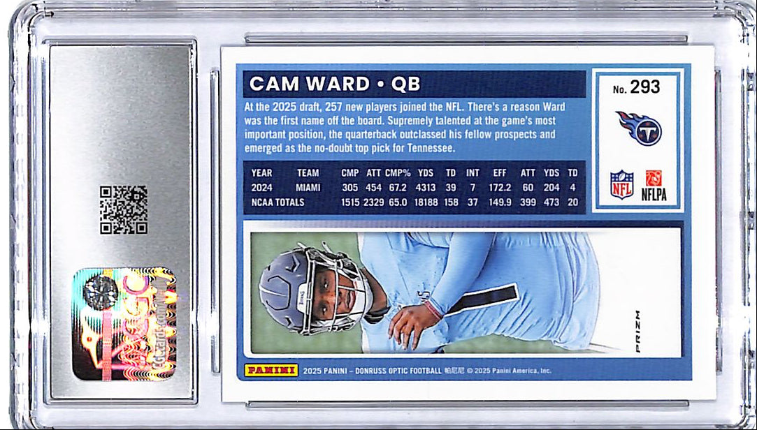 2025 Donruss Optic Cam Ward Rated Rookie RC Holo #293 CGC 10 Titans