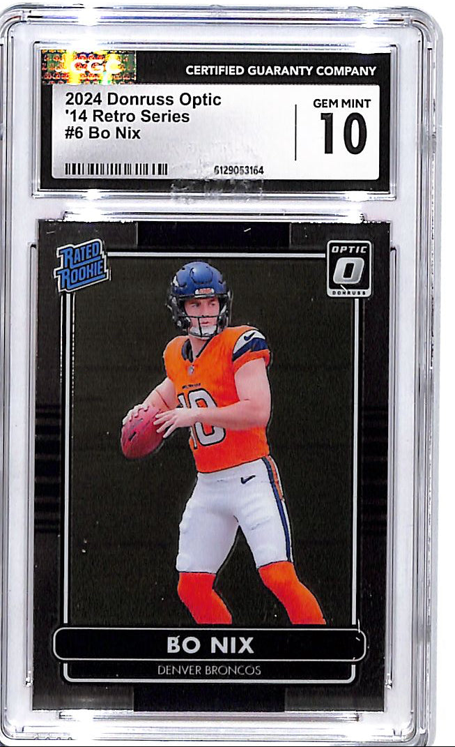 2024 Donruss Optic Bo Nix Retro Series Rookie RC CGC 10 Broncos