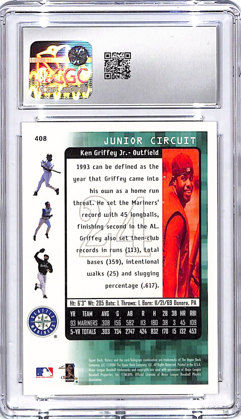 2000 Upper Deck Victory Ken Griffey Jr #408 CGC 10 Mariners