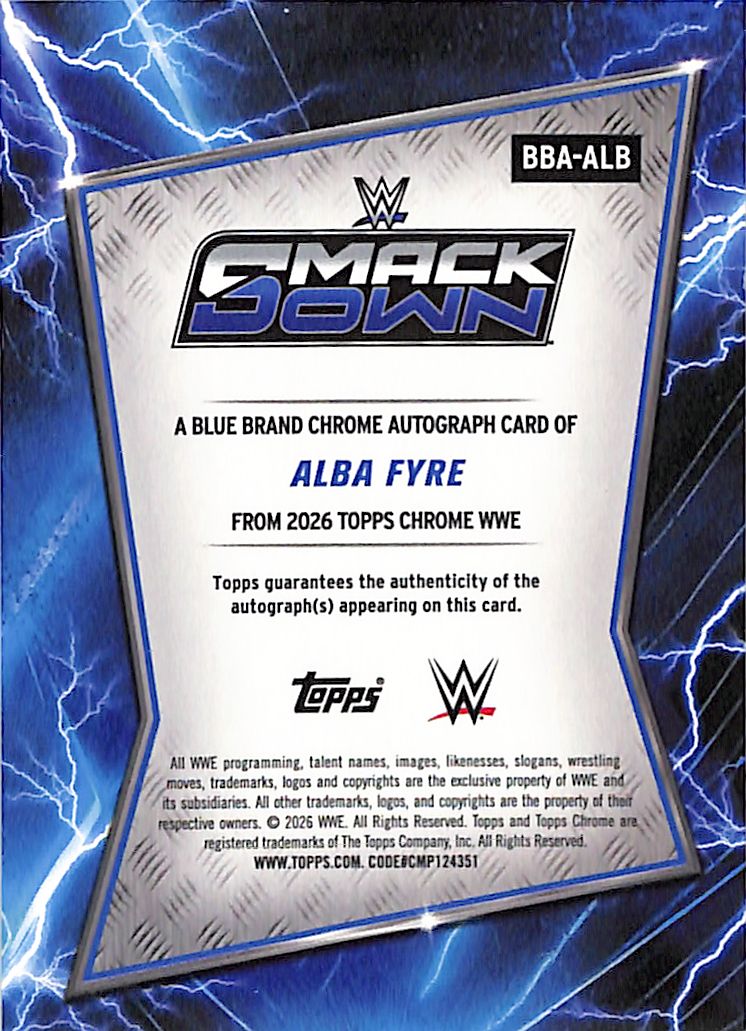 2026 Topps Chrome WWE Alba Fyre Auto Autograph