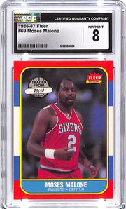 1986-87 Fleer Moses Malone #69 CGC 8 Bullets