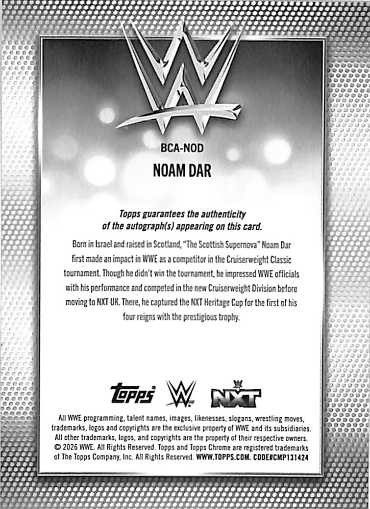 2026 Topps Chrome WWE Noam Dar Auto Autograph Refractor
