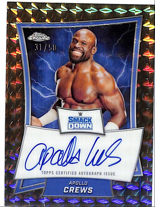 2025 Topps Chrome WWE Apollo Crews Auto Autograph Gold Geometric Refractor /50
