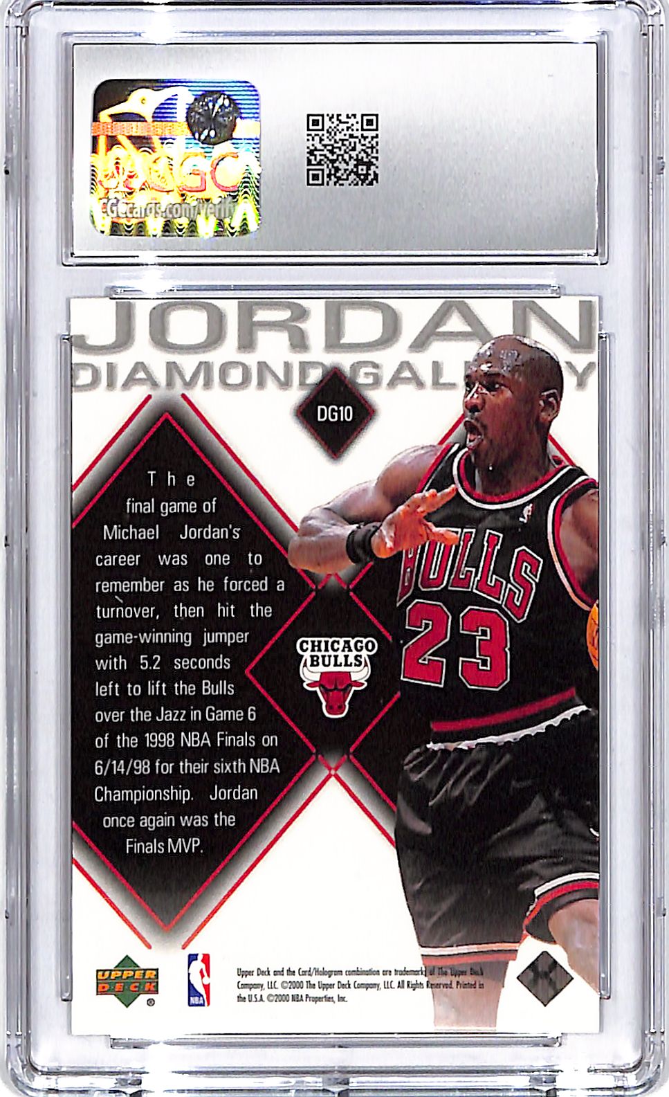 1999-00 Upper Deck Black Diamond Michael Jordan Diamond Gallery CGC 9 Bulls