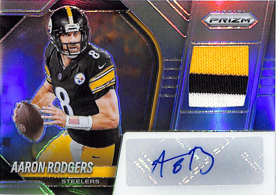 2025 Prizm Aaron Rodgers Auto Autograph Patch Jersey Silver /99 Steelers