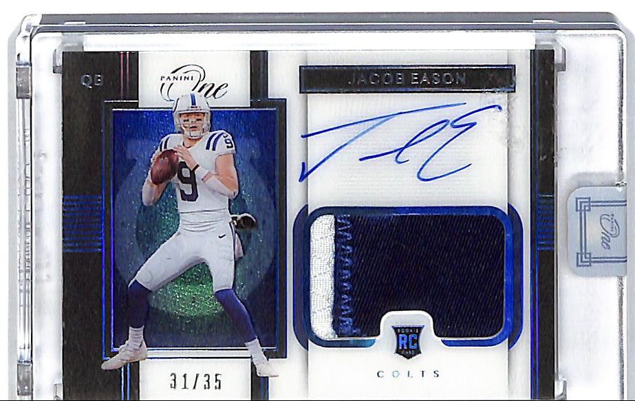 2020 Panini One Jacob Eason Auto Autograph Rookie RC Patch Jersey /35 Colts
