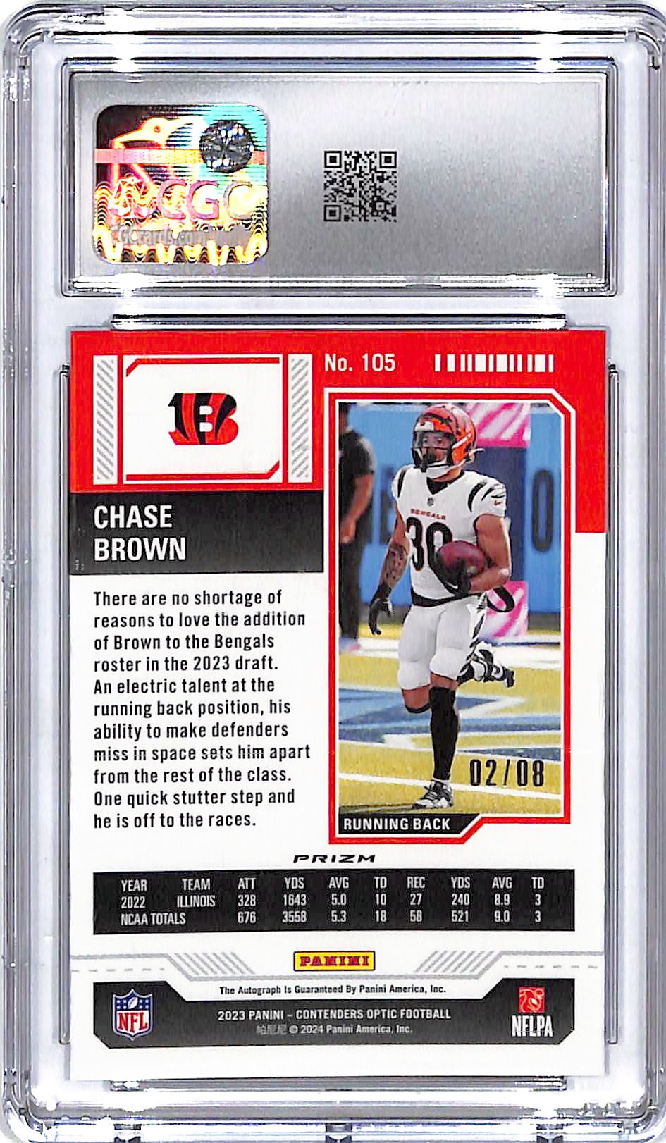 2023 Contenders Optic Chase Brown Auto Autograph Rookie RC Black Pulsar CGC 9 /8