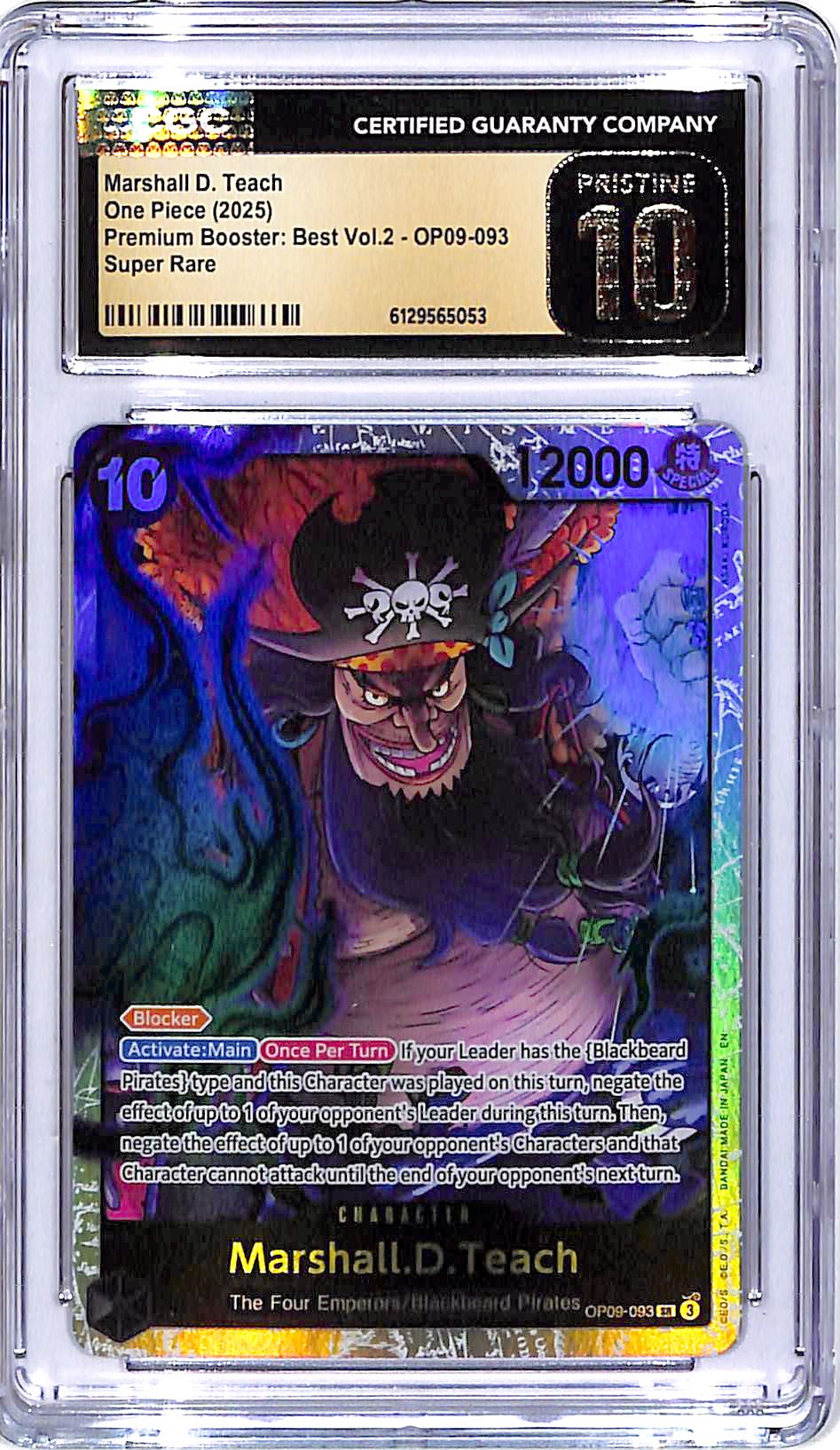 One Piece Premium Booster Best Vol 2 OP09 Marshall D Teach 093 CGC 10 Pristine